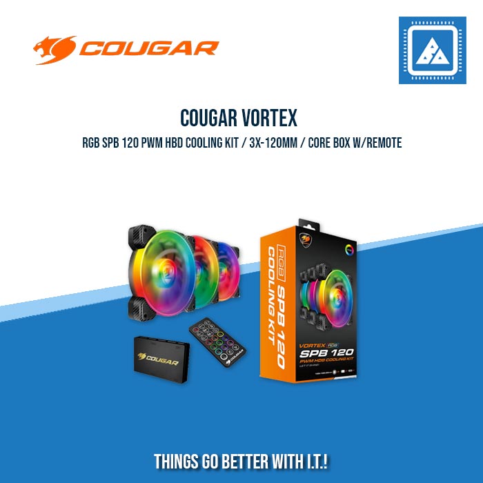 COUGAR VORTEX RGB SPB 120 PWM HBD COOLING KIT / 3X-120MM / CORE BOX W/REMOTE COUGAR VORTEX RGB SPB 120 PWM HBD COOLING KIT / 3X-120MM / CORE BOX W/REMOTE